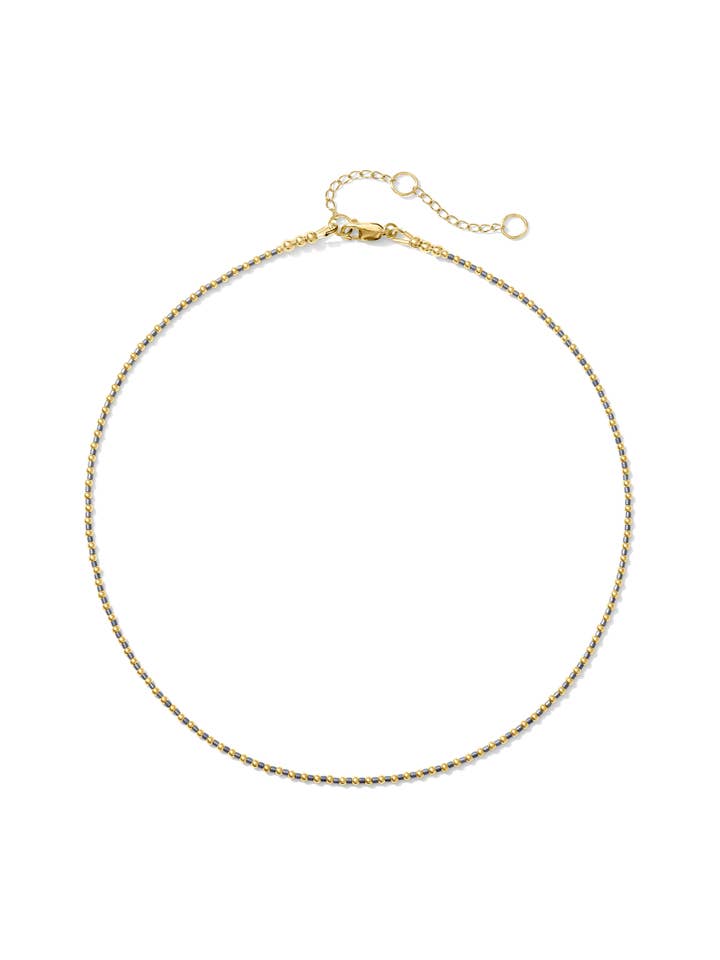 Stevie Super Delicate Gold Beaded Choker in Blue Miyuki for wholesale by Kaylie Dawn Jewelry