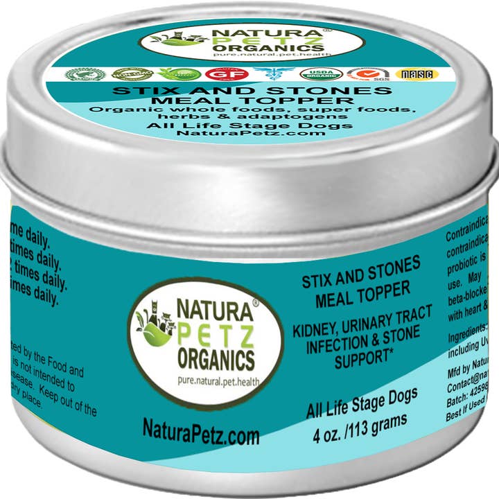 Natura Petz Organics – Engroshandel Supplement til kæledyr - Kat/hund – Stix og sten Måltid* Nyre, urinvejsinfektion og stenstøtte*