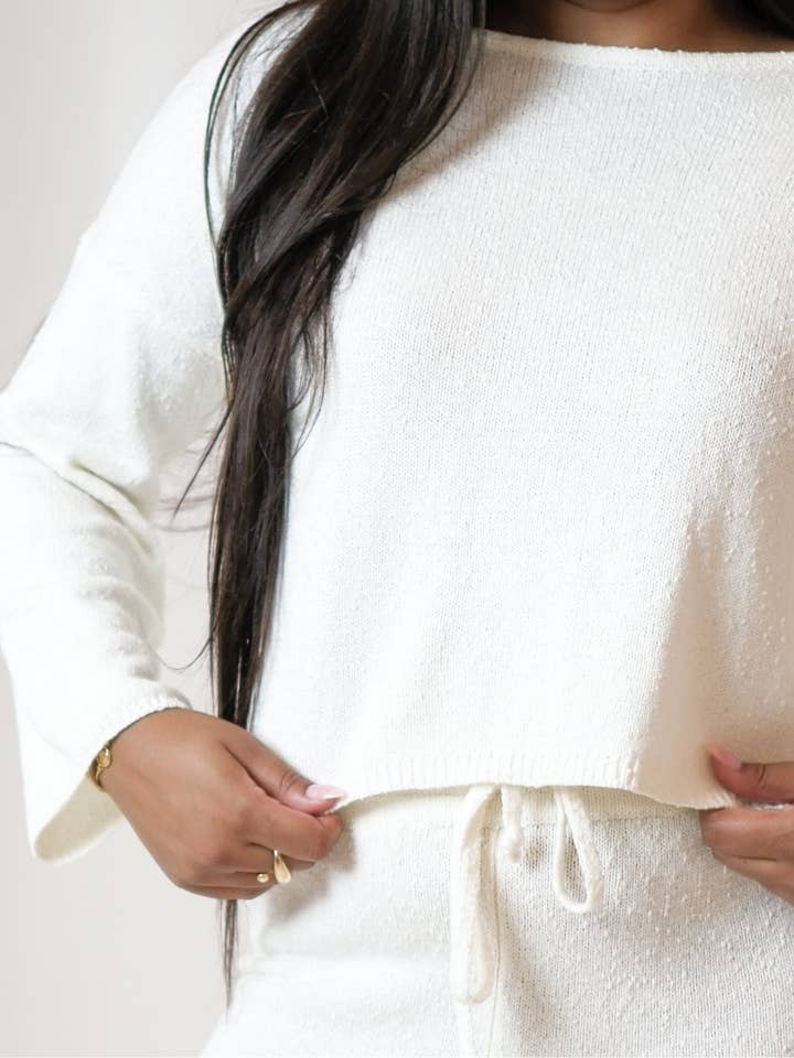 Ami Flared Long Sleeve Top White for wholesale by AMIRA Collective