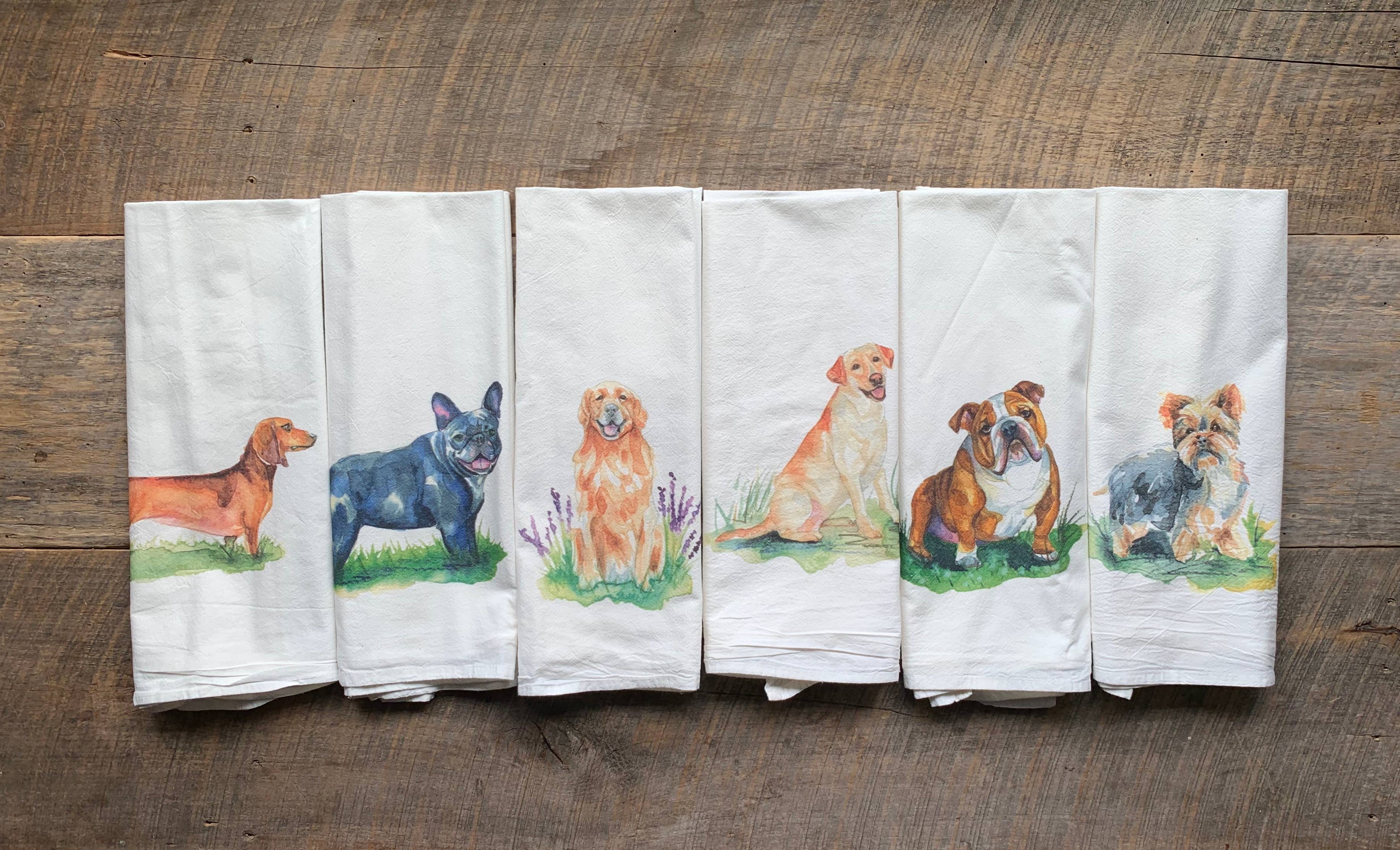 Meadowbrook Lane - Wholesale Tea Towel - Watercolor Golden Retriever Dog Flour Sack Tea Towel5