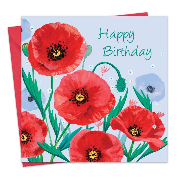 Carte d'anniversaire joyeux pour elle - Coquelicots pour la vente par Twizler Ltd