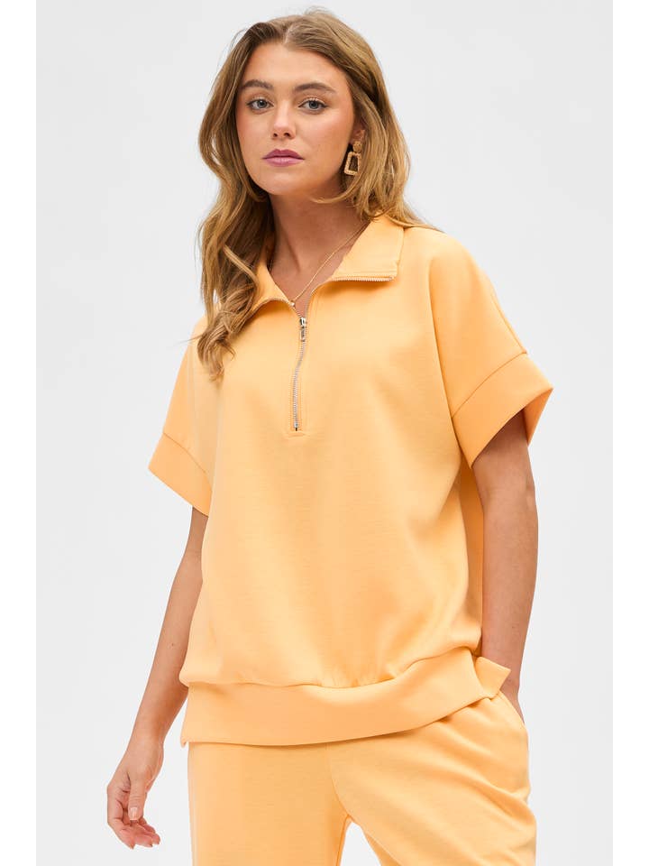 Dear Scarlett - Wholesale Lounge Set - Women's - Short Sleeve Quarter Zip + Pants Modal Set TRVSET-CATALINA