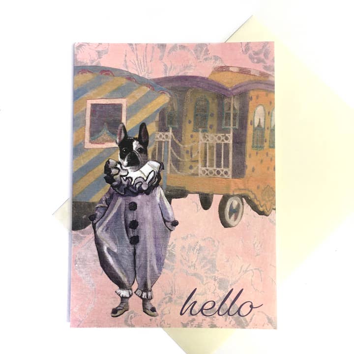 Pergamo Paper Goods - Venta al por mayor Tarjetas de felicitación - Tarjeta de payaso francés - «Hola»