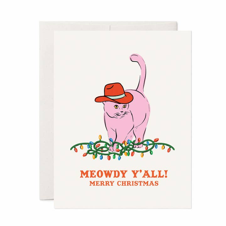 Antiquaria - Wholesale Christmas Card - Meowdy Christmas A2 Greeting Card