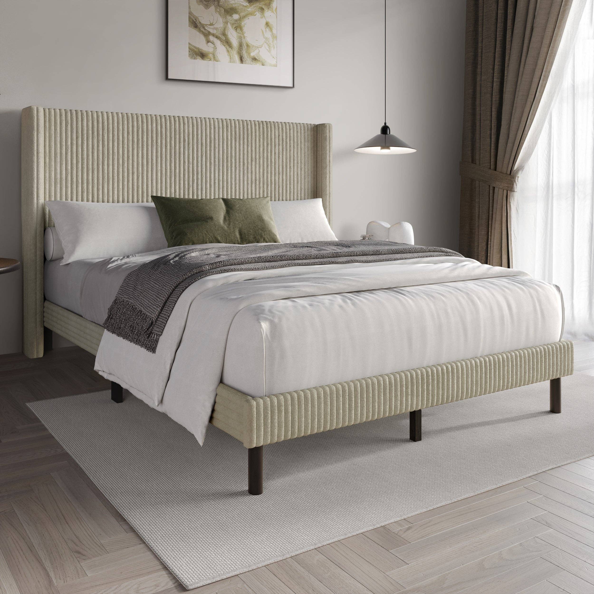 Home Design - Wholesale Bed - Duluth Corduroy Velvet Upholstered Platform Bed2