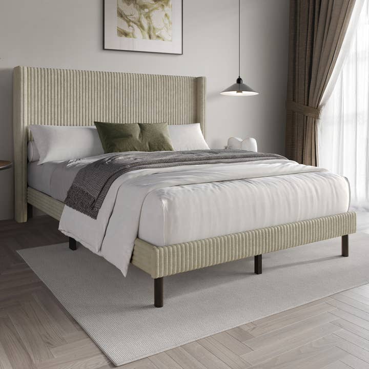 Home Design - Wholesale Bed - Duluth Corduroy Velvet Upholstered Platform Bed2