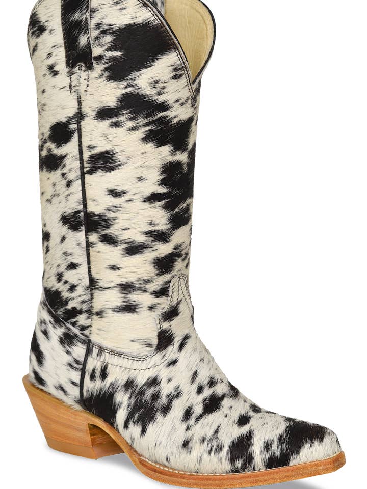 SPIKKELS Claire klassieke cowboylaarzen met witte en zwarte spikkels voor groothandel op Faire2