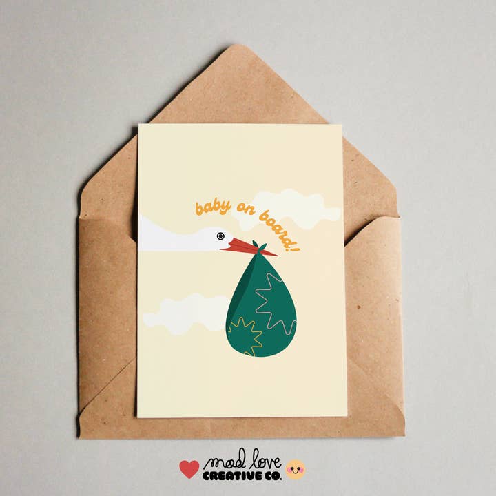 Baby Ombord Card for engroshandel hos Mad Love Creative Co.