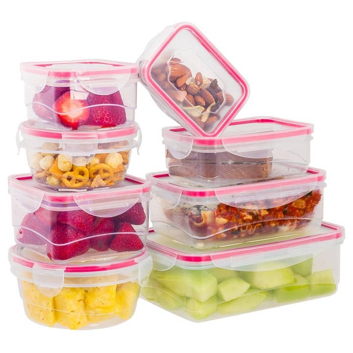Lexi Home - Wholesale Food Storage Container - Durable Plastic Food Containers with Snap Lock Lids - 16 PC