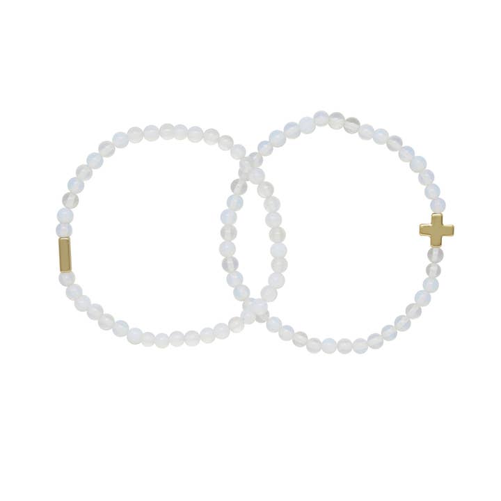 Opal & Gold Elastic Bracelet Set of 2 for wholesale by CHARGED