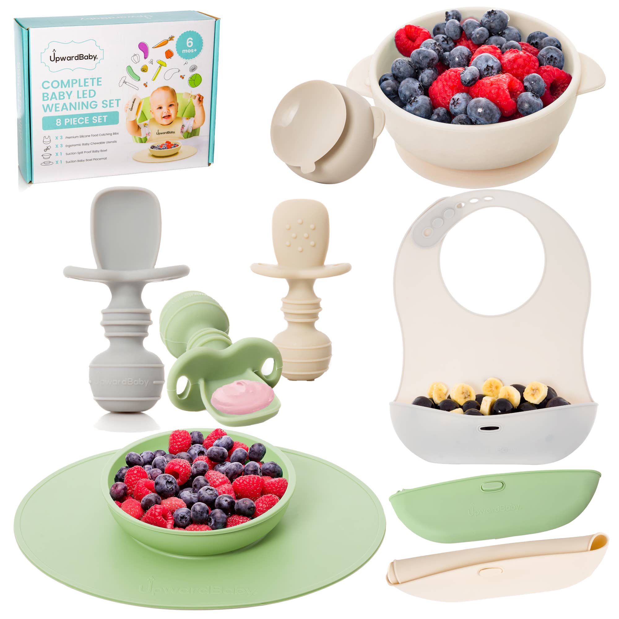 UpwardBaby Suction Baby Bowl and Led Weaning Spoon Set : The Perfect First  Stage Feeding Set for Babies and Toddlers