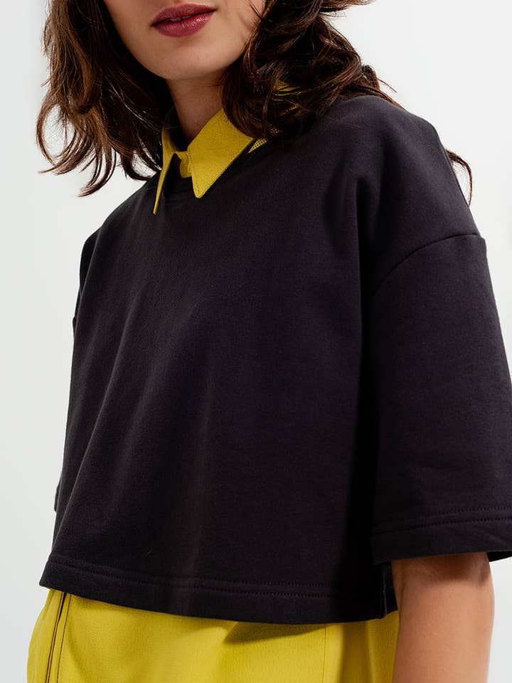 T shirt crop top dark grey for wholesale on Faire6