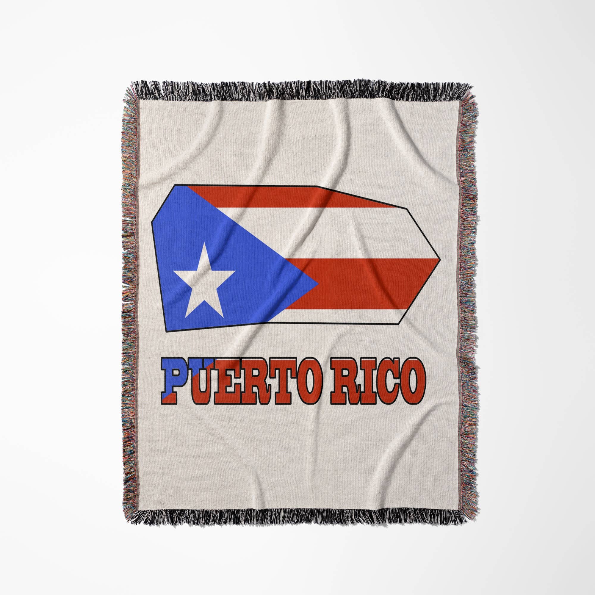 3dRose - Wholesale Throw Blanket - 3dRose, The flag of Puerto Rico in the outline map and name of the country Puerto Rico, Blanket0