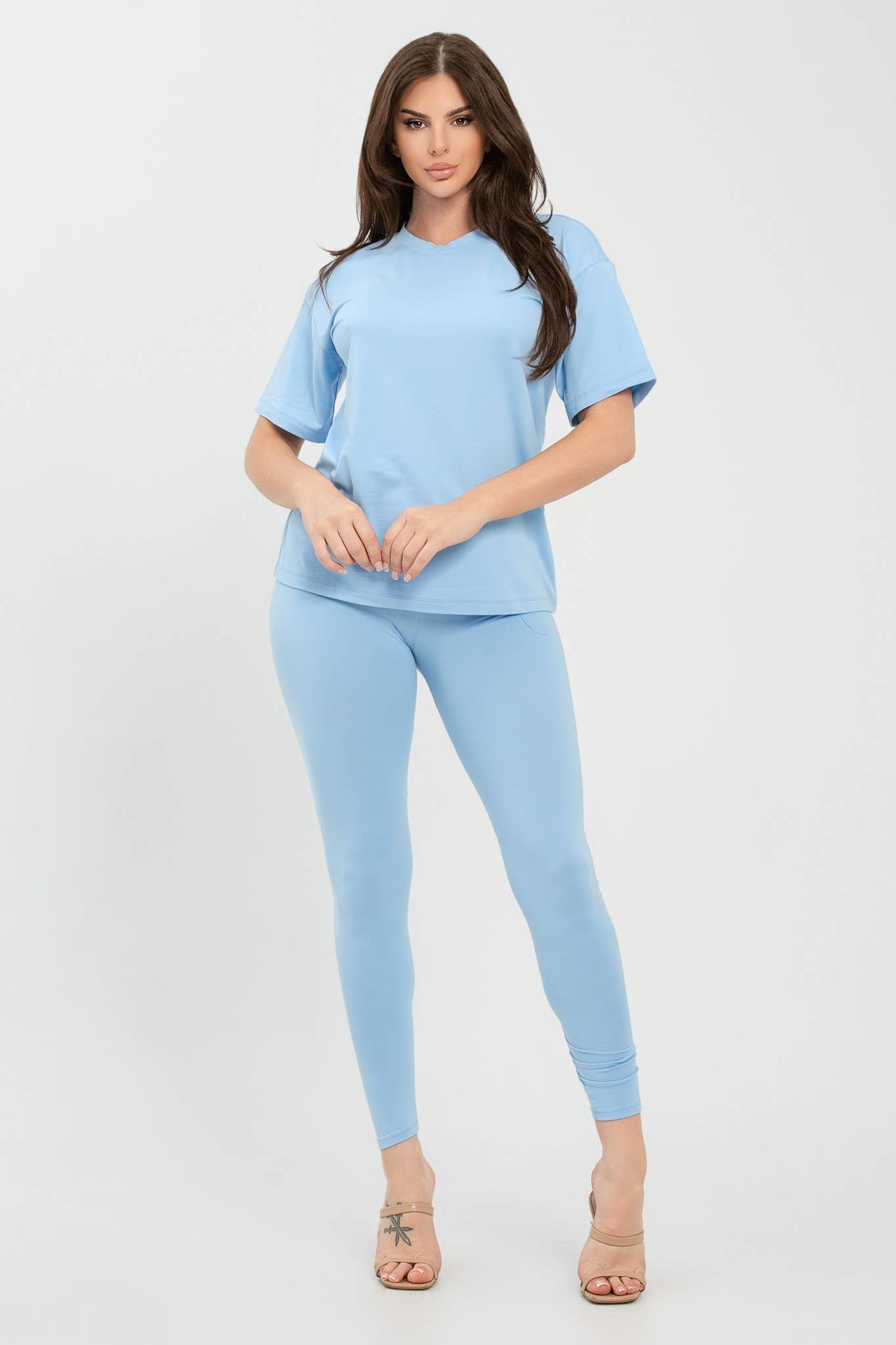 Julia by LoveJ – wholesale Set med topp och byxa – Dam – Set med borstad Dty rundhalsad topp och leggings14