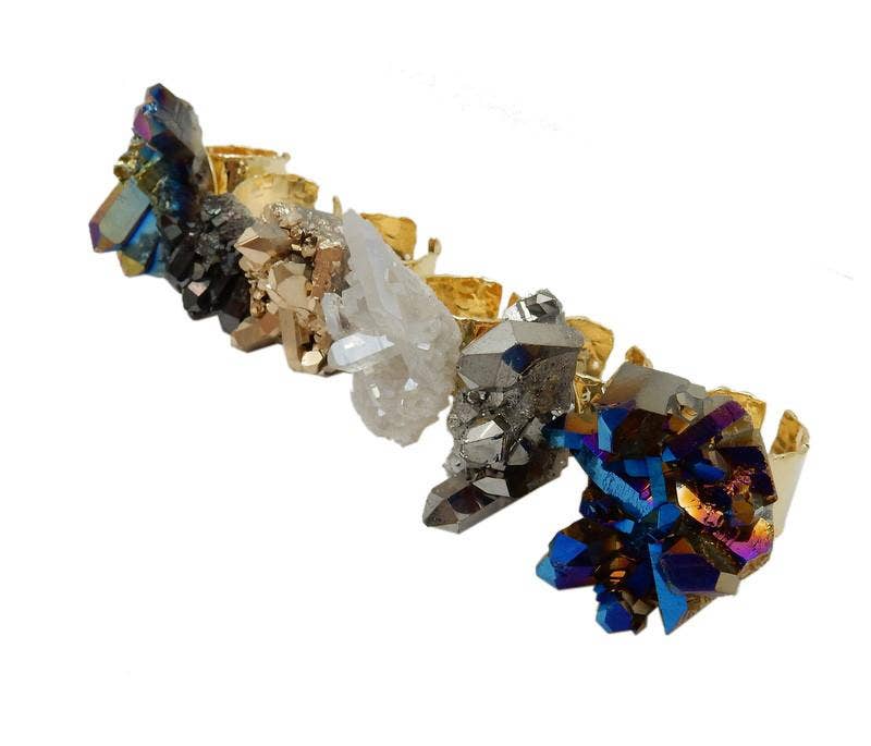 Rock Paradise - Vente Bague de cocktail/de cérémonie - Bague Crystal Point Cluster avec bracelet galvanisé13