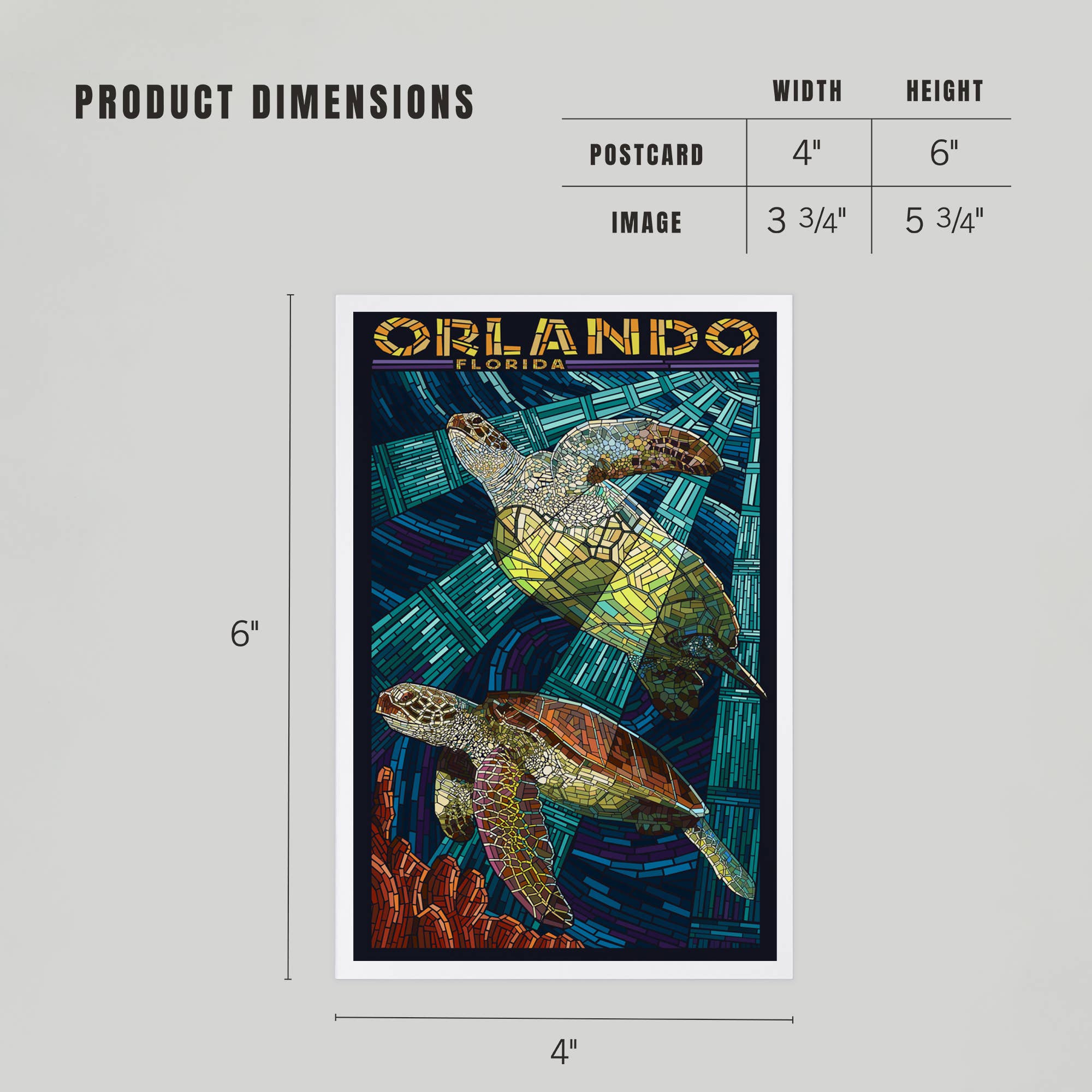 Lantern Press - Wholesale Postcard - PREMIUM POSTCARDS Orlando, Florida, Sea Turtle, Mosaic4