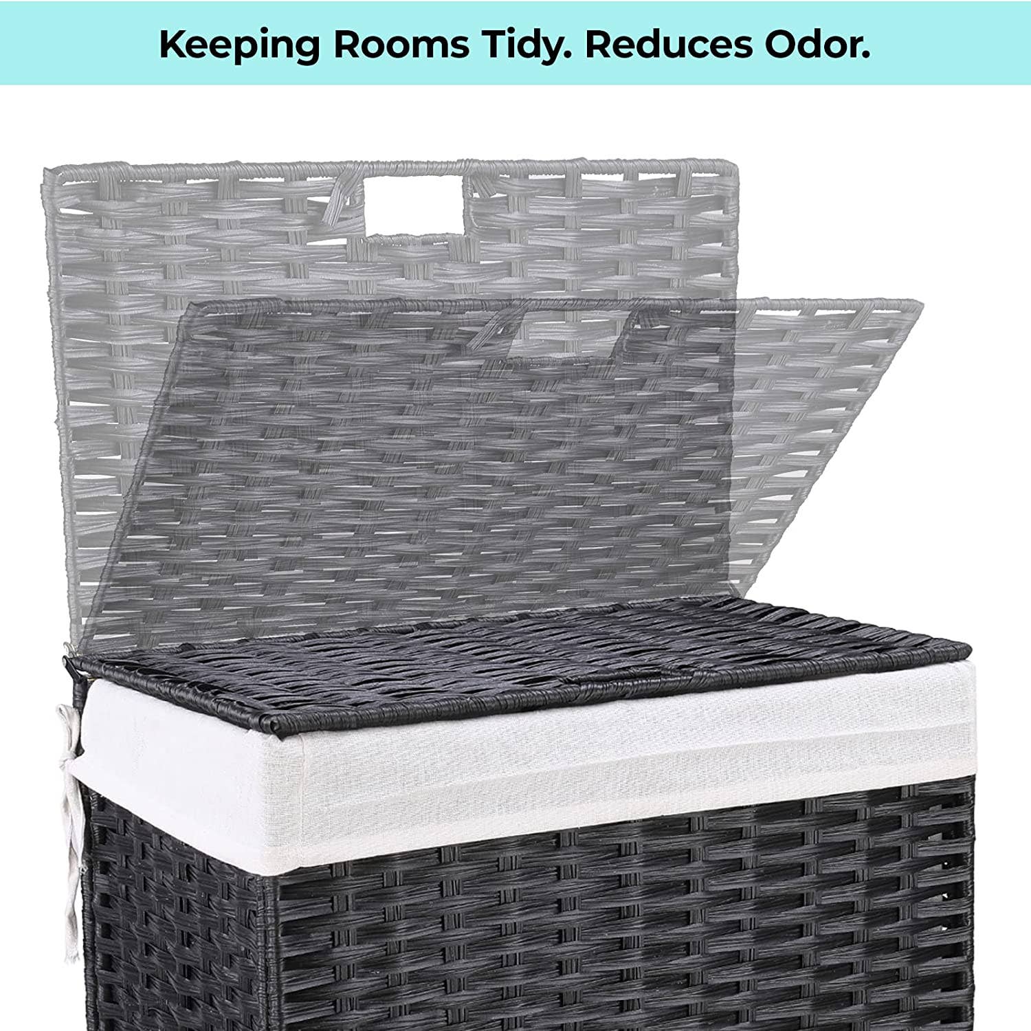 Above Edge - Wholesale Laundry Hamper - Rattan Laundry Hamper Collapsible with Lid 96L6