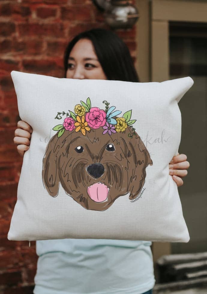 Doodles By Rebekah - Wholesale Throw/Decorative Pillow - Golden Doodle Square Pillow9