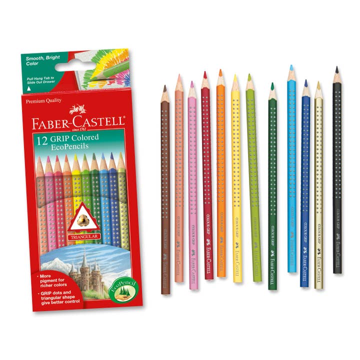 Faber-Castell / Creativity for Kids - Wholesale Colored Pencil - 12 Grip EcoPencils - Colored Pencils w/ Raised Grip