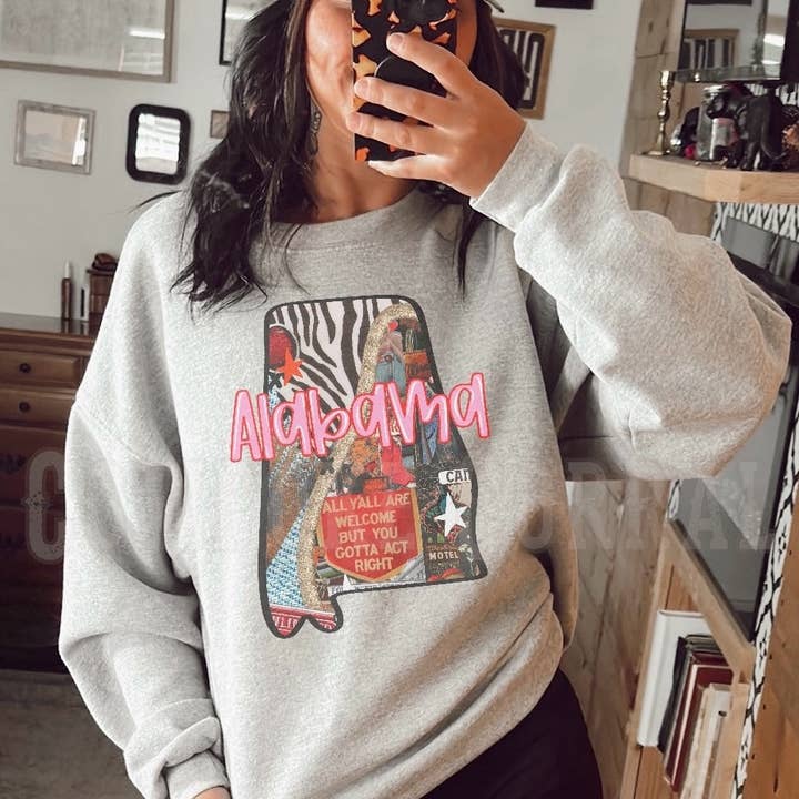 ALL Y'ALL ARE WELCOME (ALABAMA) CREWNECK SWEATSHIRT for wholesale by Cowpoke Corral
