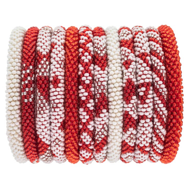 Roll-On® Game Day Bracelet Red and White - Set of 12 for wholesale by Aid Through Trade
