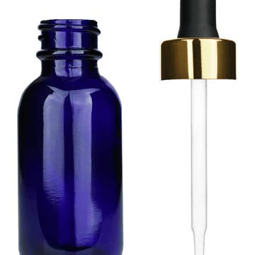 Best Bottles - Wholesale Essential Oil Holder - Boston Round Blue Bottle - 30ml (Multiple Dropper Colors)8