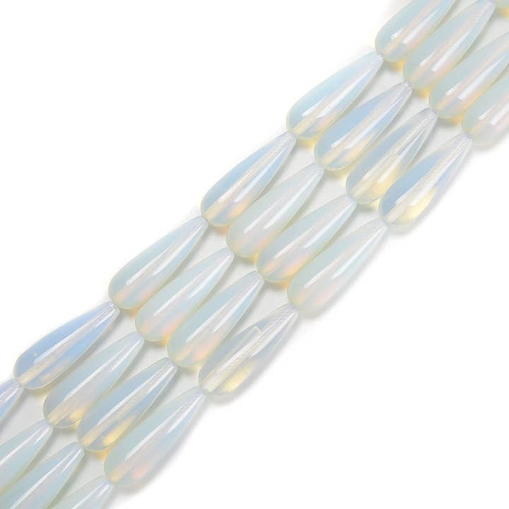 CRCBEADS - Wholesale Beads - Opalite Smooth Full Teardrop Beads Size 10x30mm 15.5'' Strand1