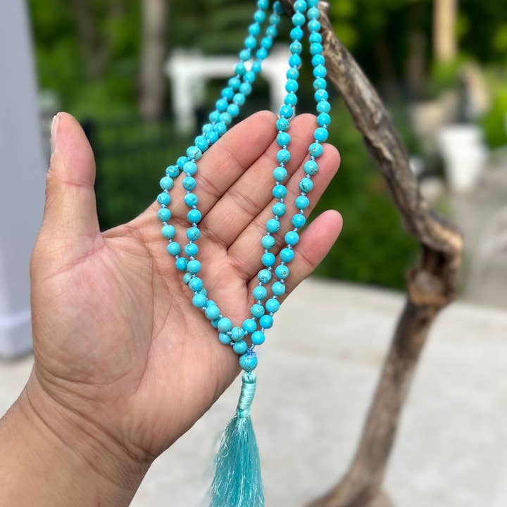 Lungta Imports - Wholesale Prayer Beads Necklace - Tibetan Buddhist Turquoise Hand Knotted Mala, Rosary 108 Beads, Japa Mala, Meditation Mala, Mala Necklace, Free Silk Pouch7