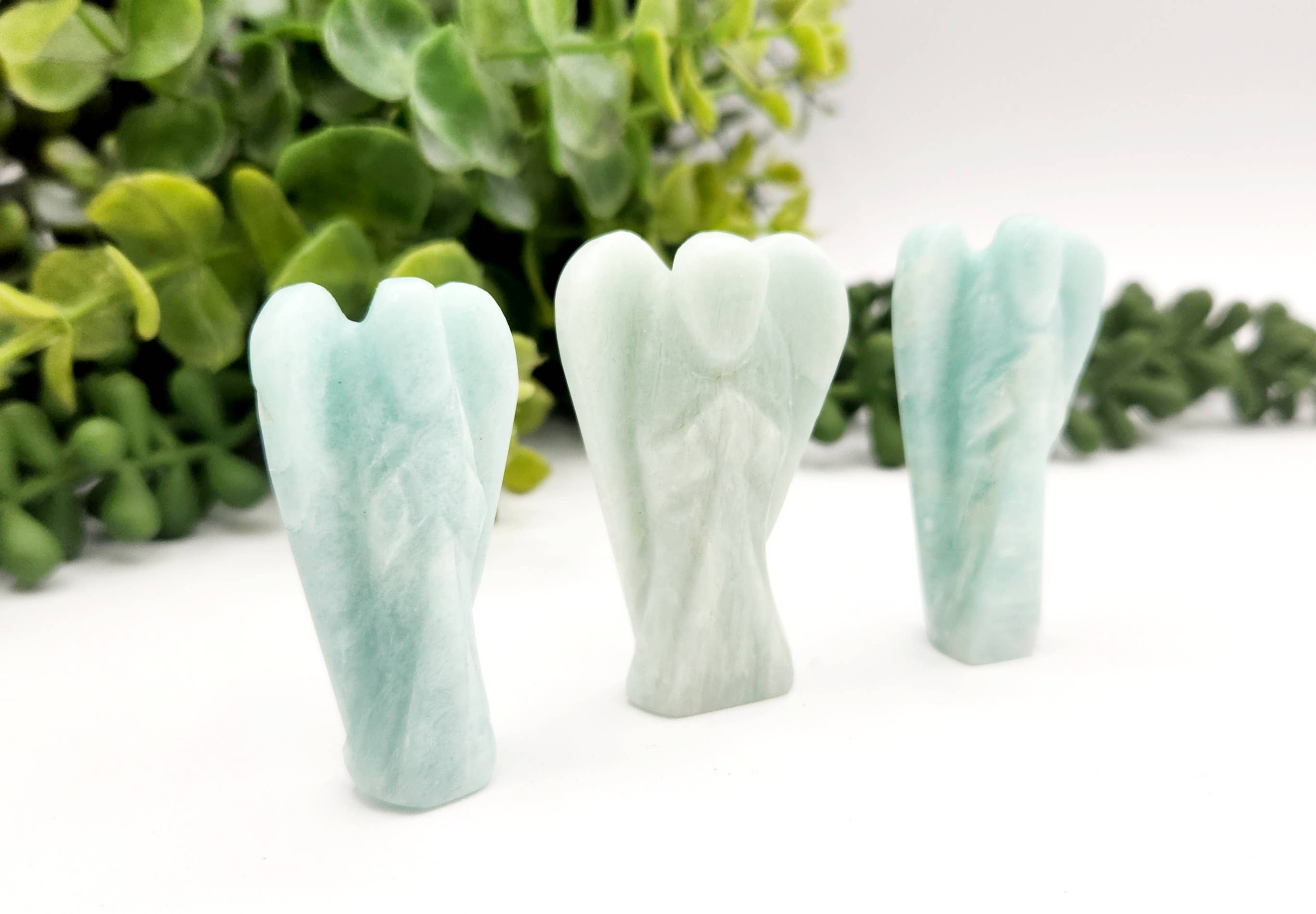 Meraki Gemstones – wholesale Decorative figurine – Amazonite Hand Carved Gemstone Angel Figurine 2" Tall 5