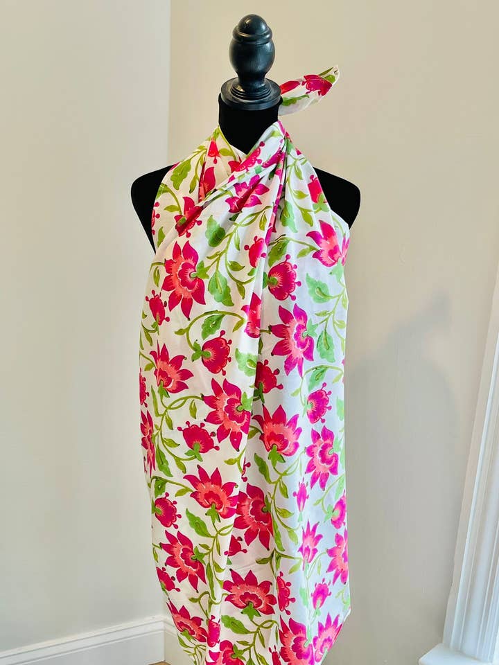 Cotton Floral Pareos | Indian Hand Block Print Sarongs for wholesale by AMRANIS
