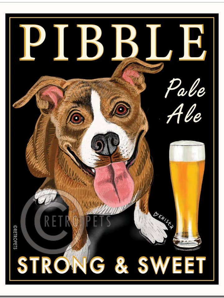 B-127 8x10 Impression, Pitbull Terrier Pitbull « Pibble Pale Ale » pour la vente par Retro Pets