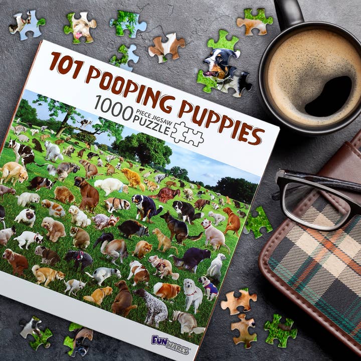 Funwares - Wholesale Puzzle - Adult - 101 Pooping Puppies 1000-Piece Puzzle, Birthday Gift, Gag