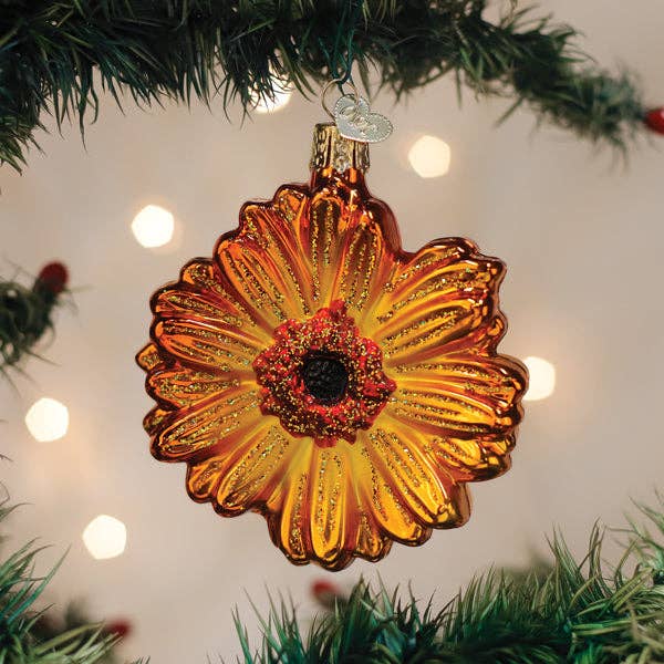 Sunset Gerbera Daisy Ornament for wholesale by Old World Christmas