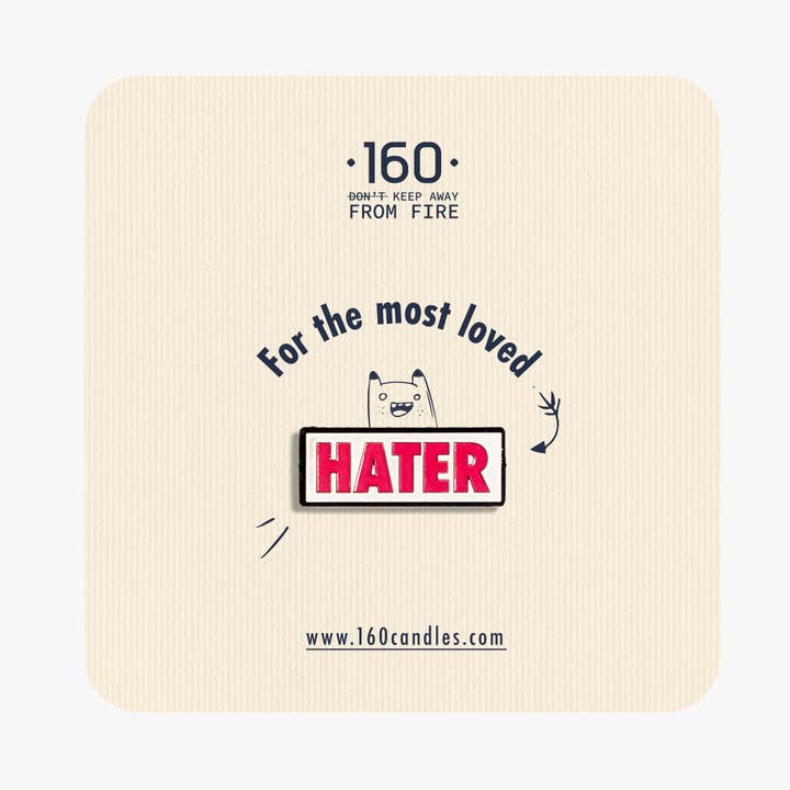 Biglietto di Auguri con Spilla Smaltata "Hater" per la vendita all'ingrosso da parte di 160candles.com