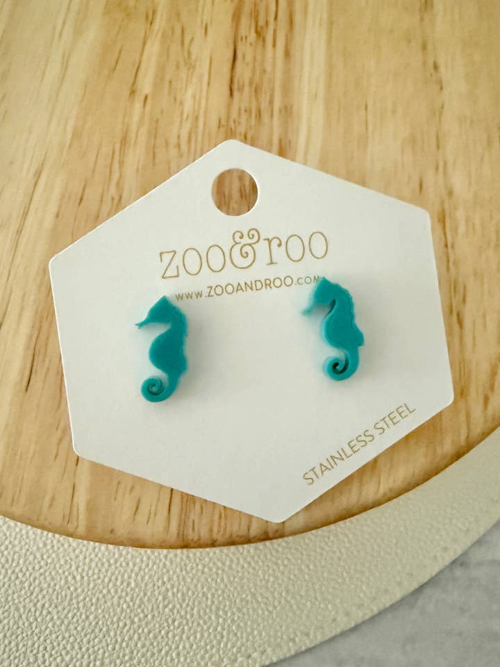 Seahorse Stud Earrings – Vibrant Acrylic Coastal Charm
for wholesale by zoo&roo