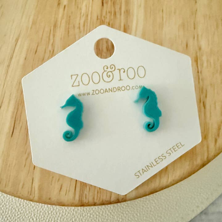 Seahorse Stud Earrings – Vibrant Acrylic Coastal Charm
for wholesale by zoo&roo