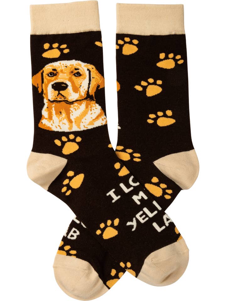Primitives by Kathy - Wholesale Socks - Unisex - I Love My Yellow Lab Socks