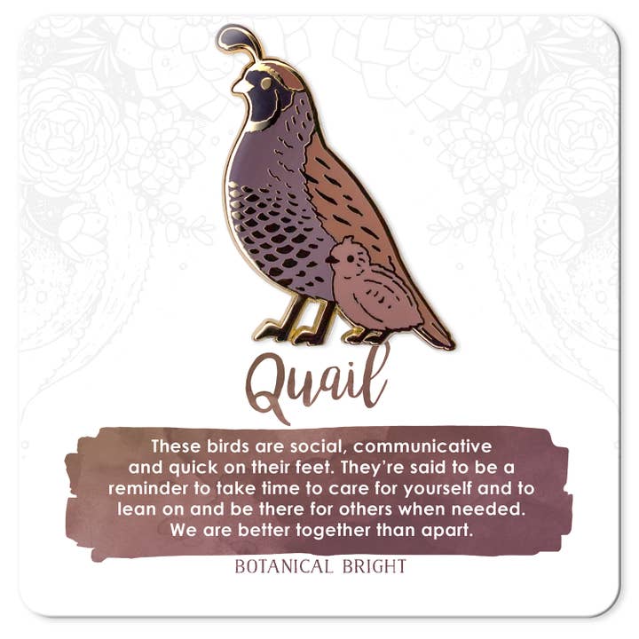 Botanical Bright - Wholesale Lapel Pin/Button - Quail with Chick Enamel Pin
