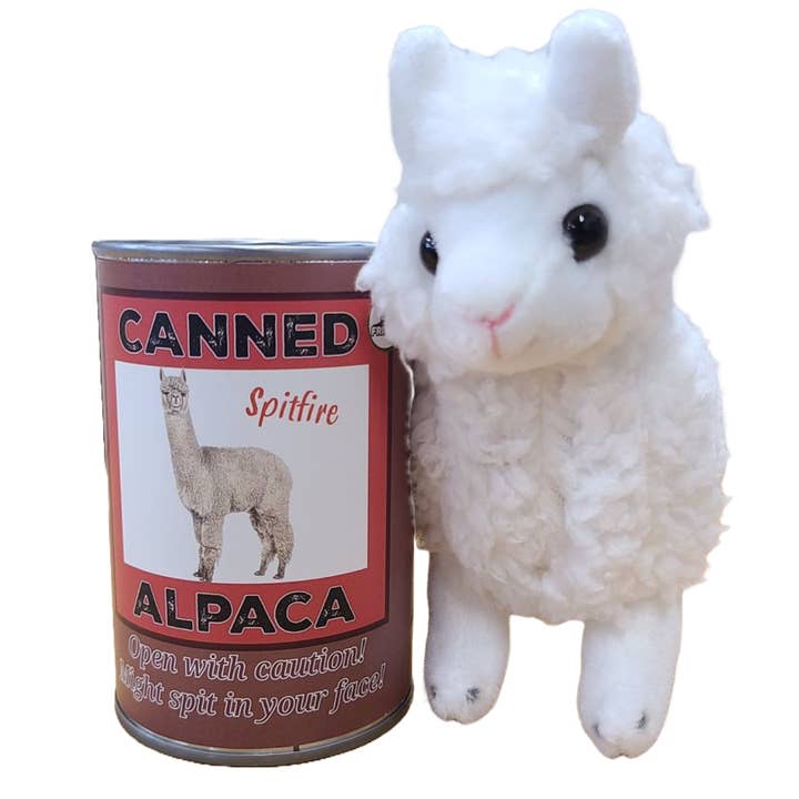 Canned Gifts - Wholesale Stuffed/Plush Toy - Kids & Baby - Spitfire the Canned Alpaca Stuffed Animal Zoo Plush w/Jokes
