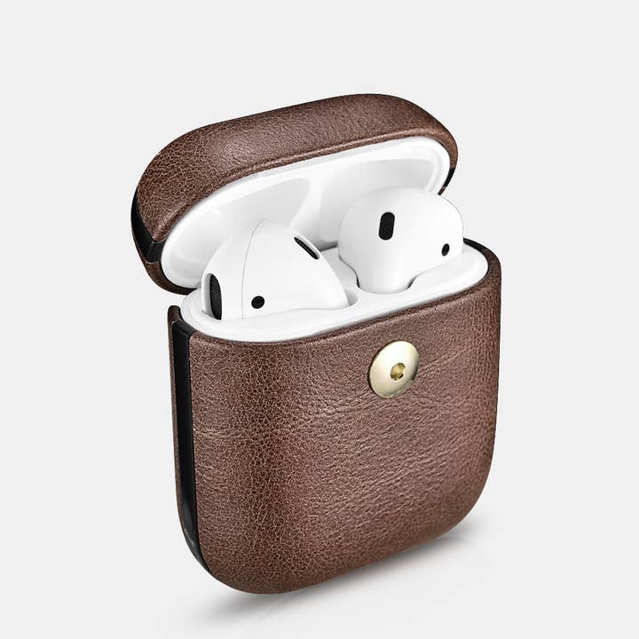 Genuine Leather AirPods 1&2 Case Crazy Horse Leather Brown for wholesale by CairPods