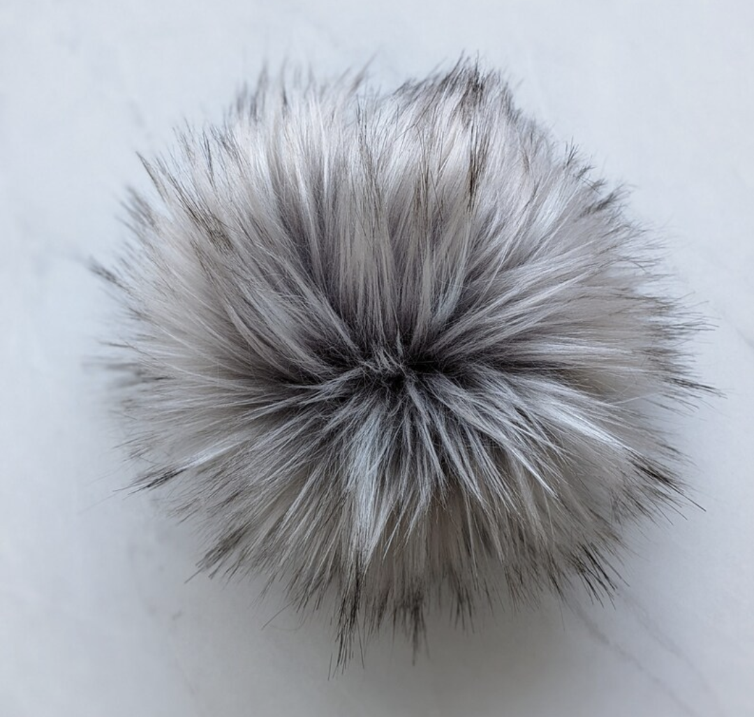 CountryStixCo - Wholesale Pom Poms - 7" Detachable  Faux Fur Pom Pom -  Silver Grey1
