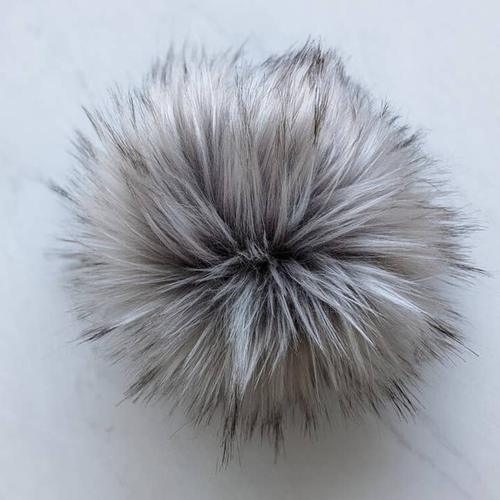 CountryStixCo - Wholesale Pom Poms - 7" Detachable Faux Fur Pom Pom - Silver Grey1
