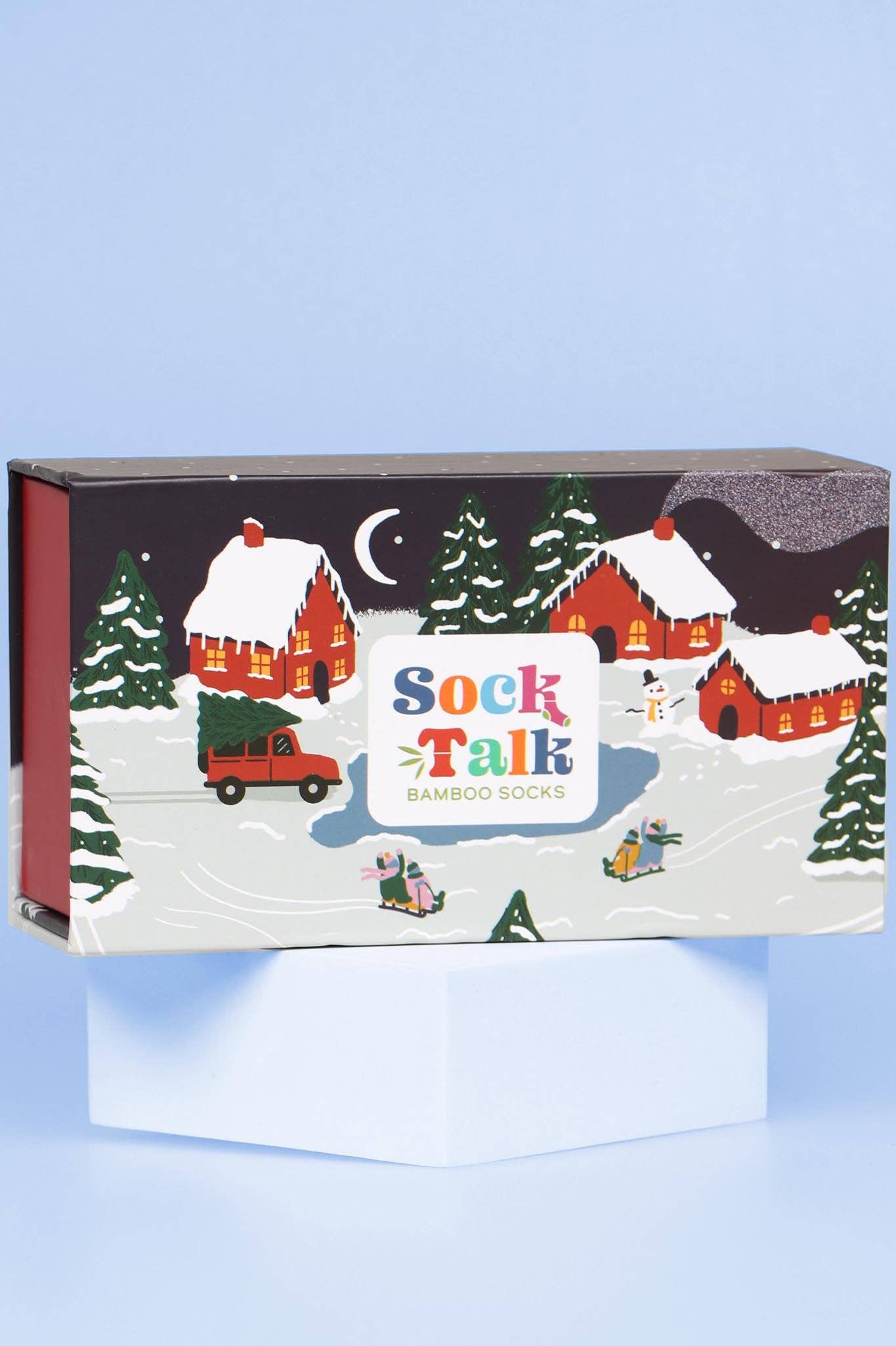 Sock Talk – wholesale Presentbox – Neutral Winter Scene Sock Box (Som Single Box)