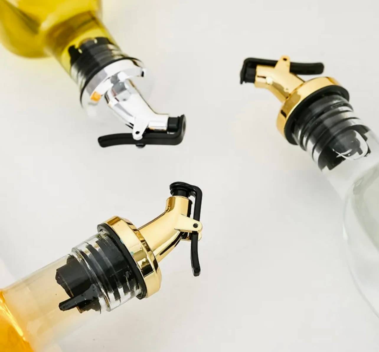 Cruet Spout, Gold Chef Pourer, Dispenser with Snap On Lock for wholesale on Faire3