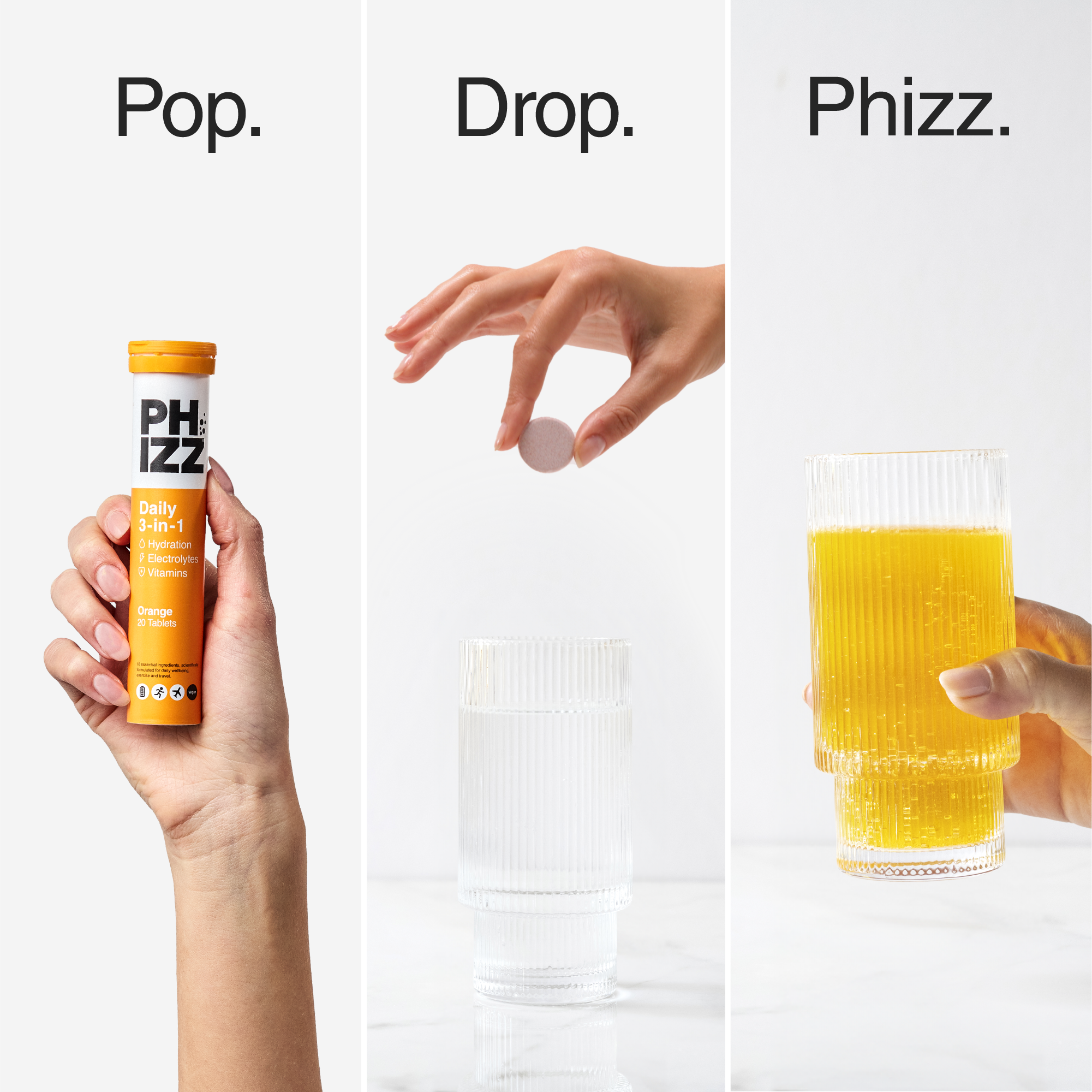 Phizz - Wholesale Oral Supplement/Vitamin - Phizz 20 Tablet 3-in-1 Effervescent - Orange5