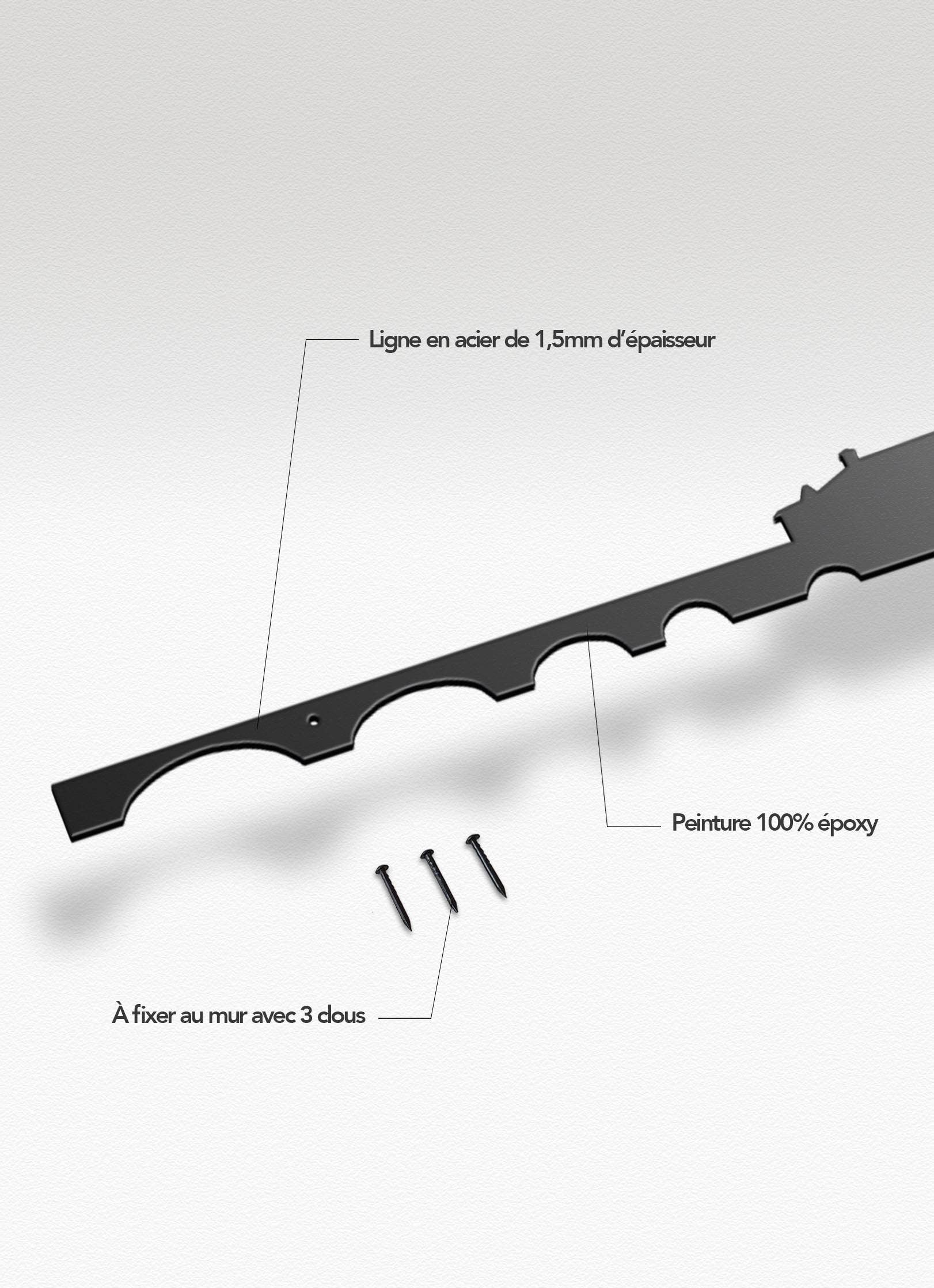 The Line - Wholesale Wall Accent - Wall Decor - Toulouse Skyline - Black (50cm)3