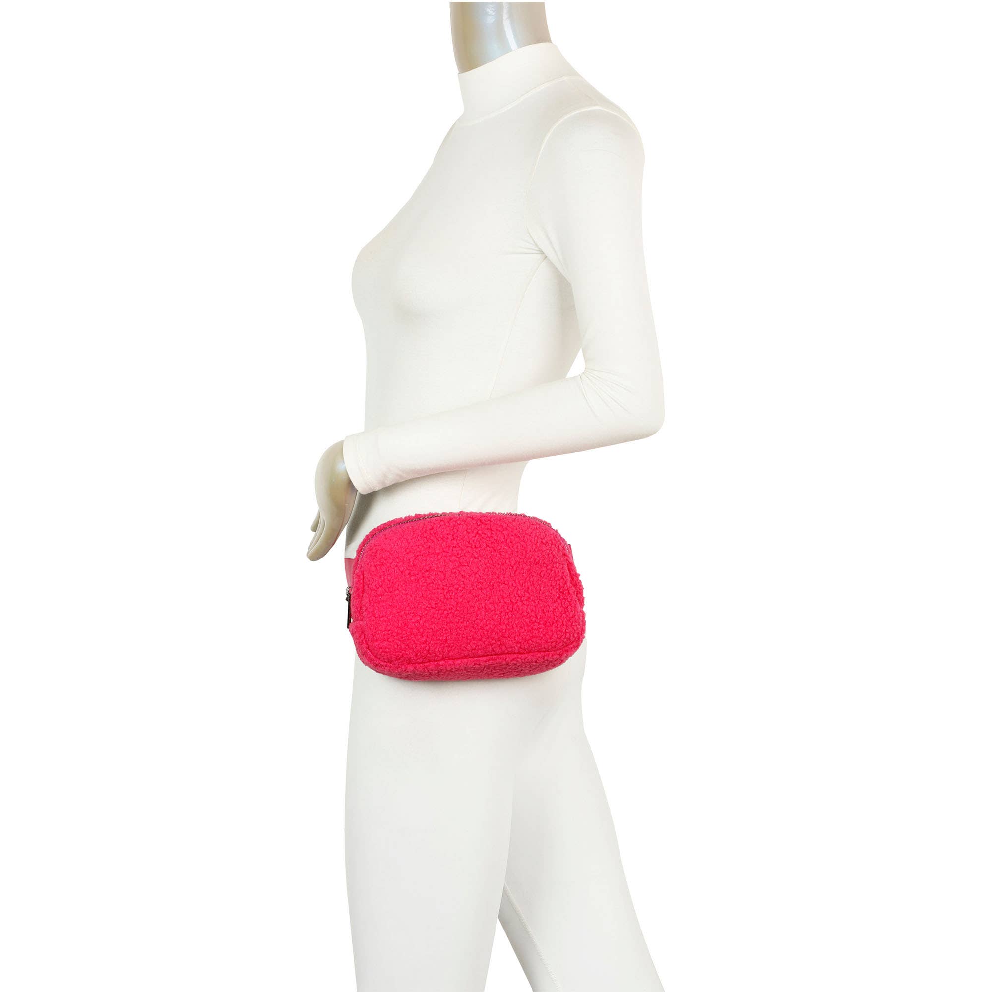 AMPERE CREATIONS - Wholesale Belt Bag - Women's - Billie's Alternative Vegan Fuzzy Fur Nylon Bum Fanny Bag5