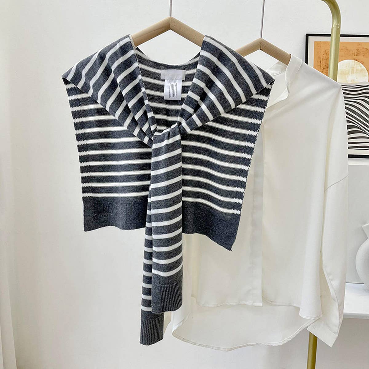 ACCITY - Wholesale Wrap - Women's - STRIPED KNITTED OUTER SHAWL_CWASC07585