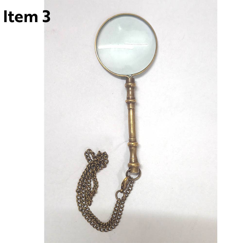 HHH Designs – Großhandel Lupe – 88 mm viktorianische Gelehrtenlupe, 14' Messingkette, jeweils3