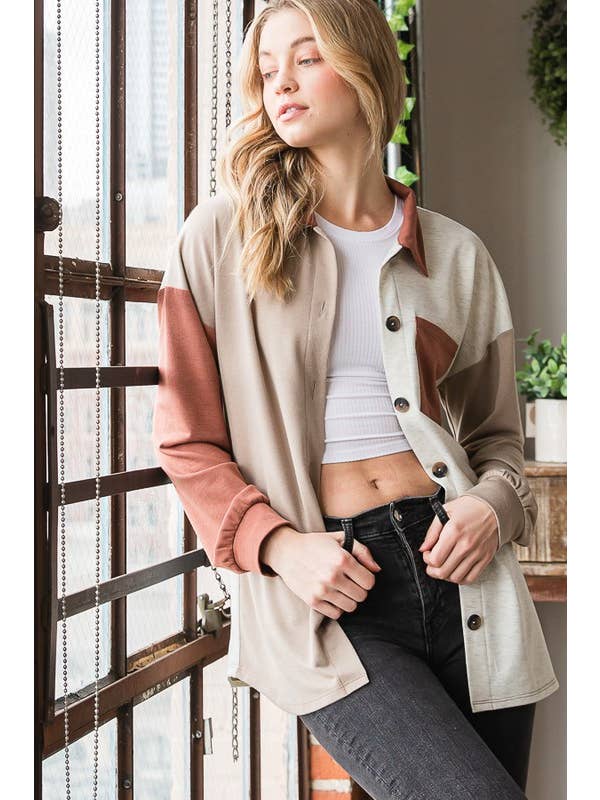 HEIMISH – Großhandel Hemdjacke/Shacket – Damen – EJ6724-10 BASIC HALSBAND, EINFARBIG, BLOCKMANSCHETTE10